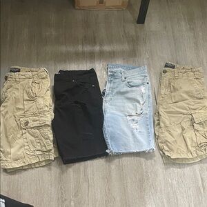 American Eagle Outfitters Cargo Shorts - Black, Light Blue, Tan